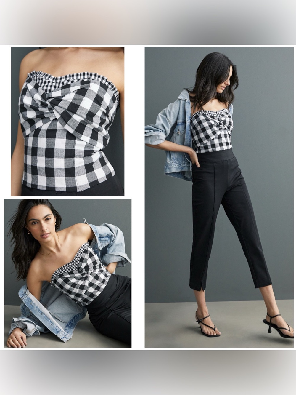 NWT! Anthropologie, Porridge Faye Gingham Twist Tube Top, Corset - Trend Alert!